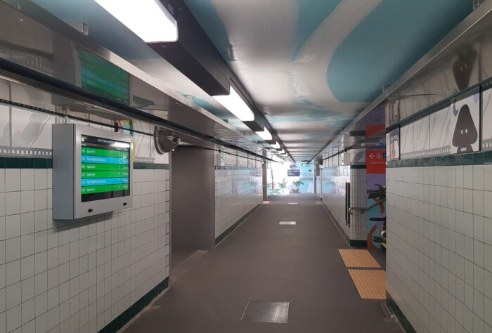 Lighting in underpass in train station